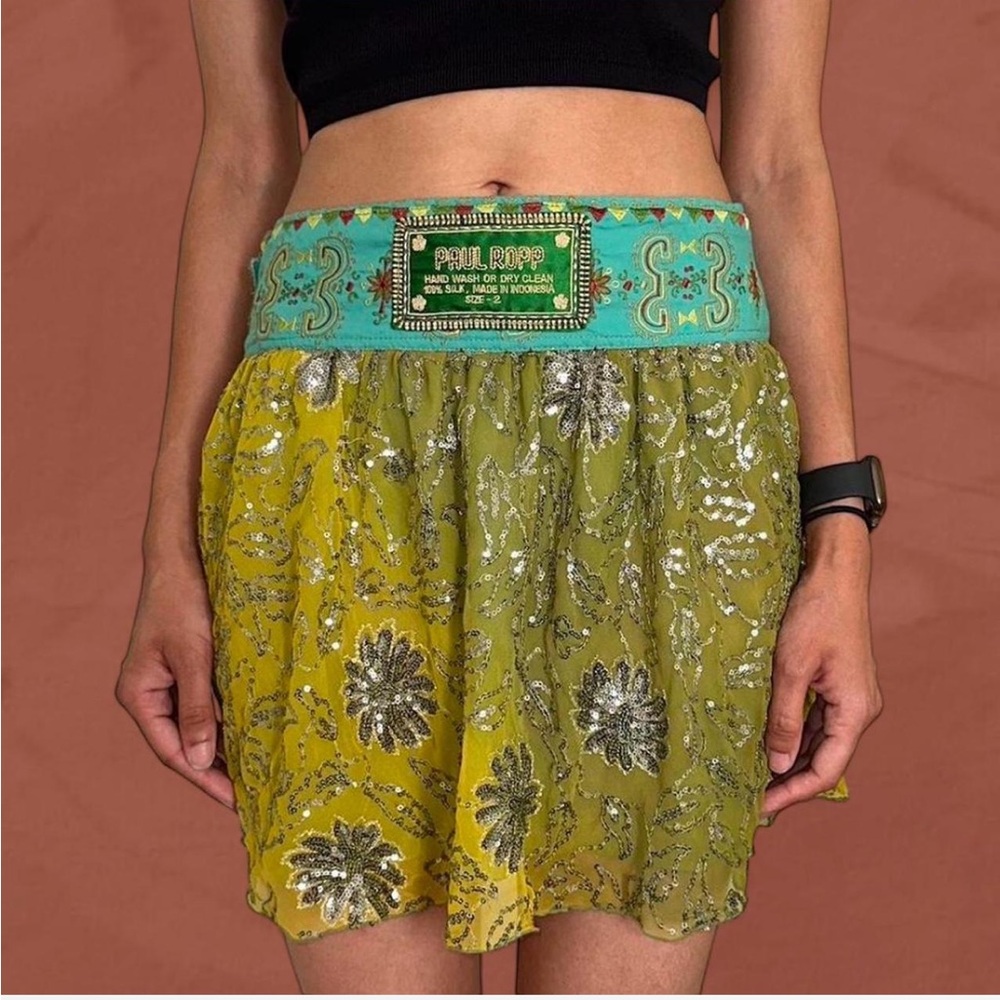 PAUL ROPP SILK EMBELLISHED SKIRT